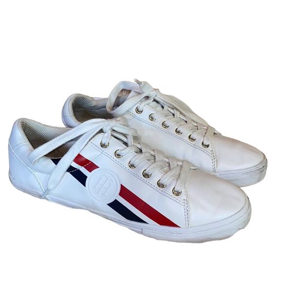 Tommy Hilfiger Lindee Striped Sneakers 8.5M - Picture 1 of 10
